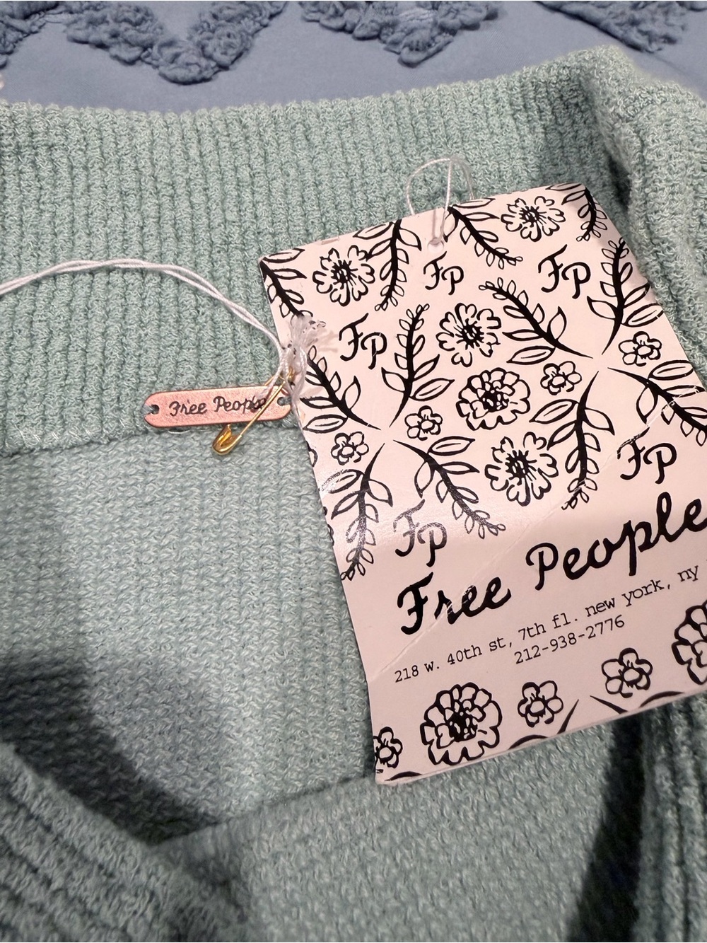 Free People Mint Green Sleeveless Cowl Neck Knit Sweater Tank | Medium - NWT - Picture 9 of 9